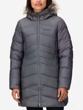 Marmot Montreal Down Puffer Coat Removable Faux Fur Hood 700-Fill XS Grey